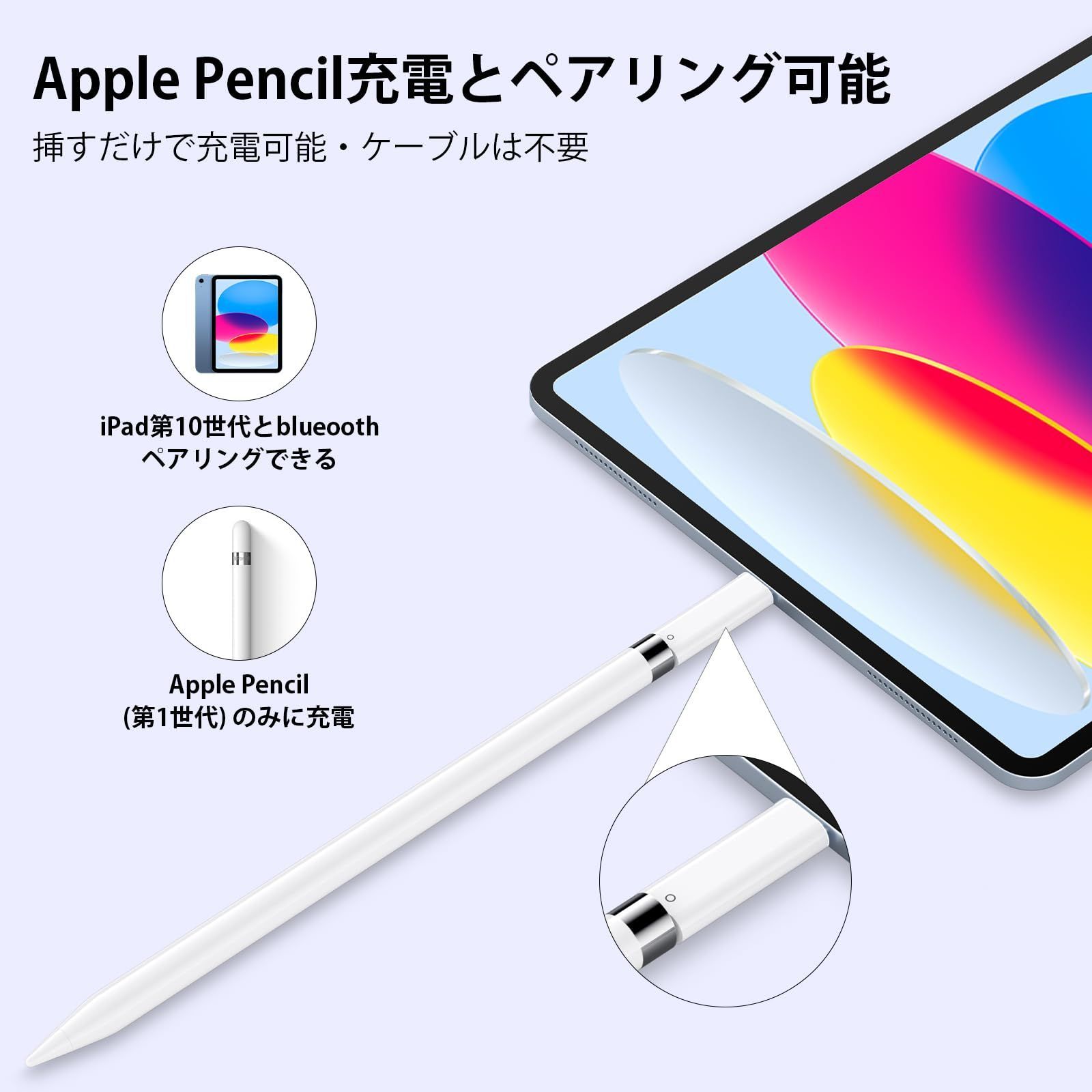 【在庫処分】- Apple Pencilアダプタ USB-C iPad第10世代対応 アップルペンシル  充電とBluetoothペアリング可能(USBケーブルが不要) 第1世代 ペンシル専用 充電アダプタ ライトニング to Type-C  【2023業界最先端