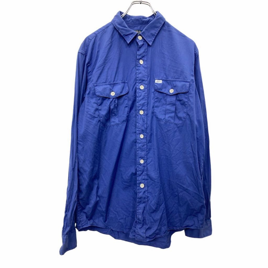 Polo Ralph Lauren 長袖 シャツ Lサイズ ポロラルフローレン 胸ポケット ネイビー 古着卸 アメリカ仕入 t2409-3491