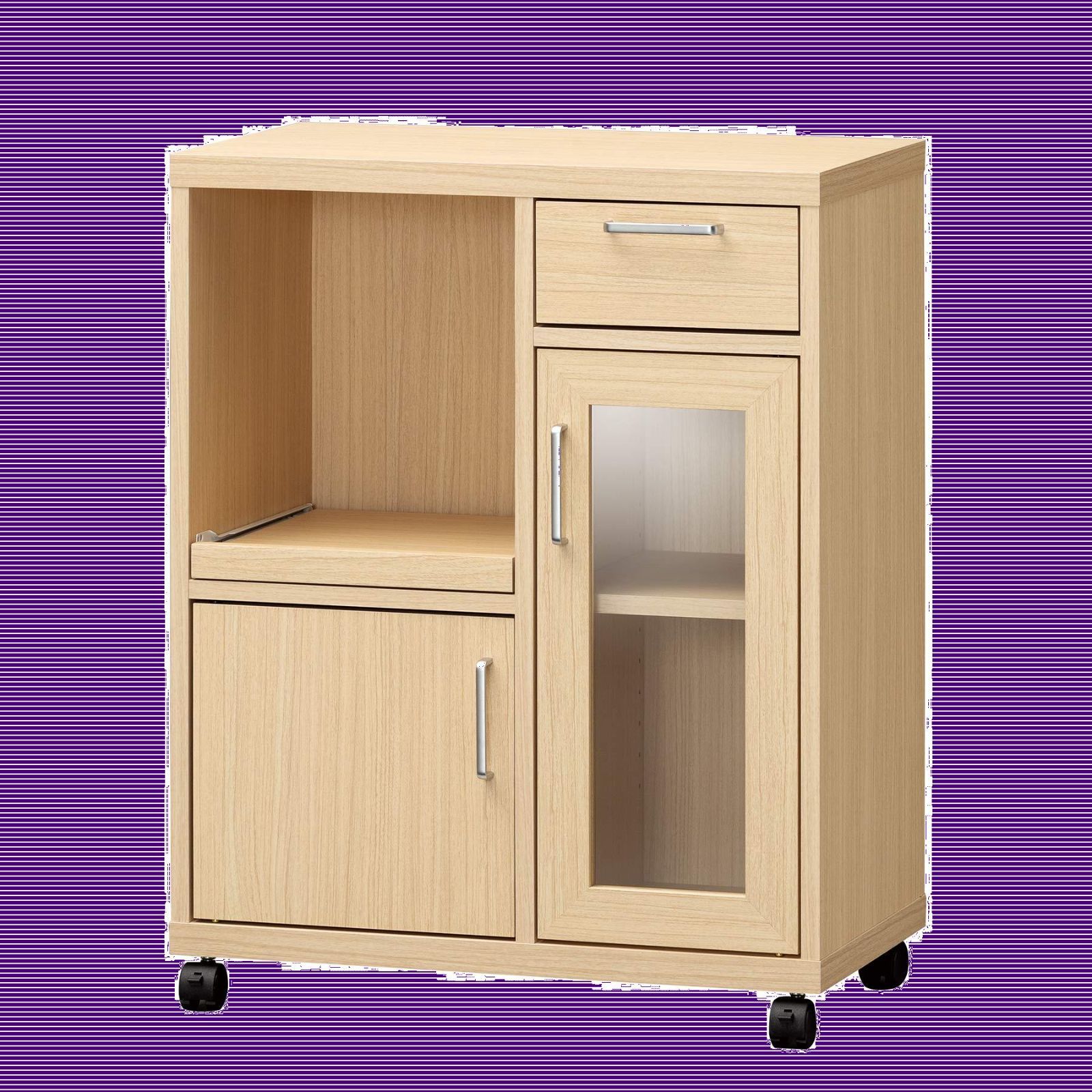 木製ガラス扉キャビネット 5段 (棚板もガラスで、めちゃ綺麗です) 食器