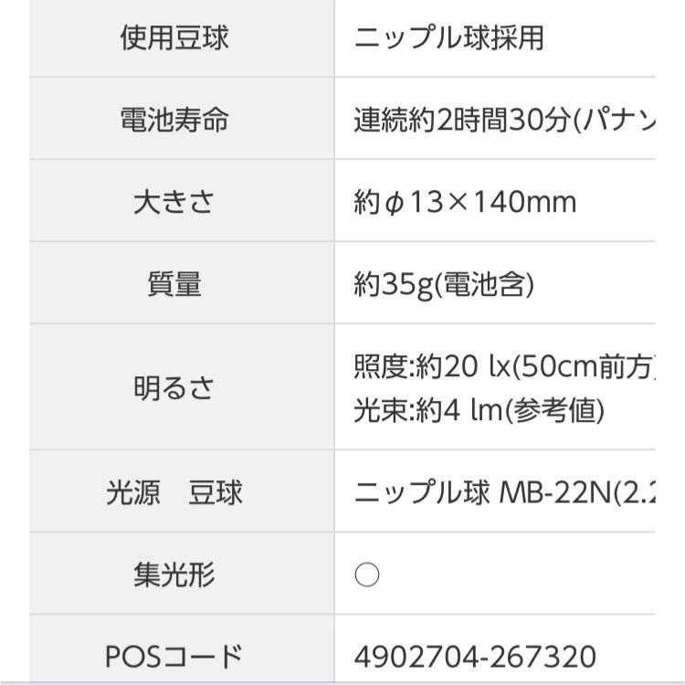 Panasonic ペンライト BF-411P