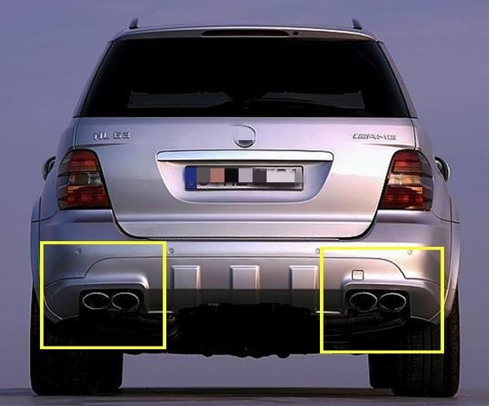 ベンツ Cクラス W204 C180C200C260C300 マフラーカッター テールパイプ デュアル4本出し C63AMGルック 外装左右セット AMGロゴ付き