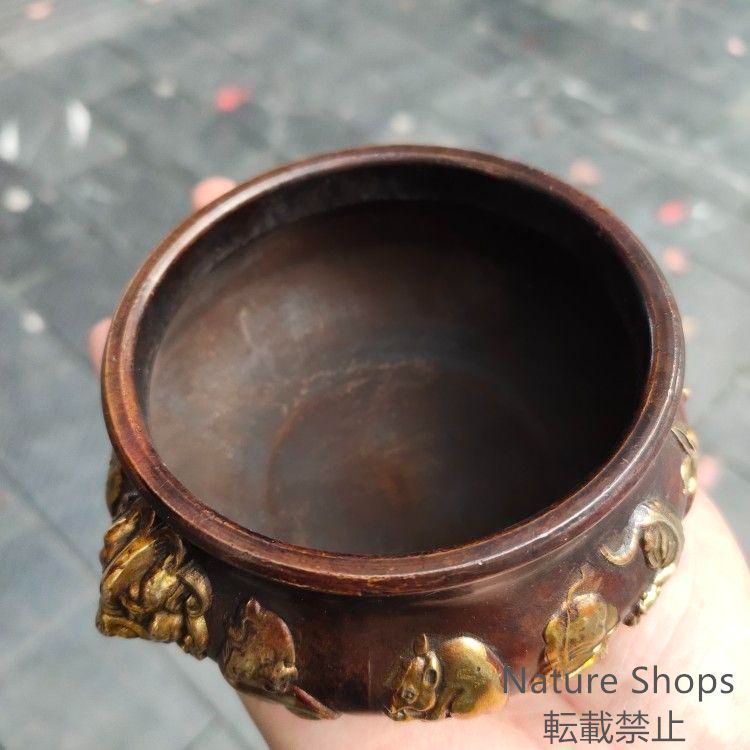 銅 細工 十二支香炉 茶道香炉 挿し香炉 仏堂香炉 装飾品 工芸品 置物 新品未使用】銅 細工 十二支香炉 茶道香炉 挿し香炉 仏堂香炉