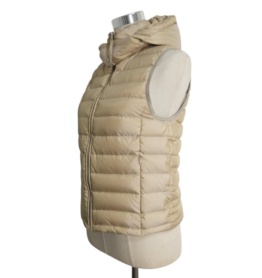 極美品 DOUBLE STANDARD CLOTHING ダブルスタンダードクロージング タフタ ダウンベスト 2WAY フード ストレッチ ベージュ サイズ36 レディース
