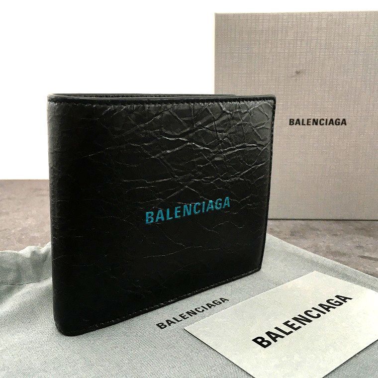 送料込み BALENCIAGA 二つ折り財布 594315 ブラック き 44