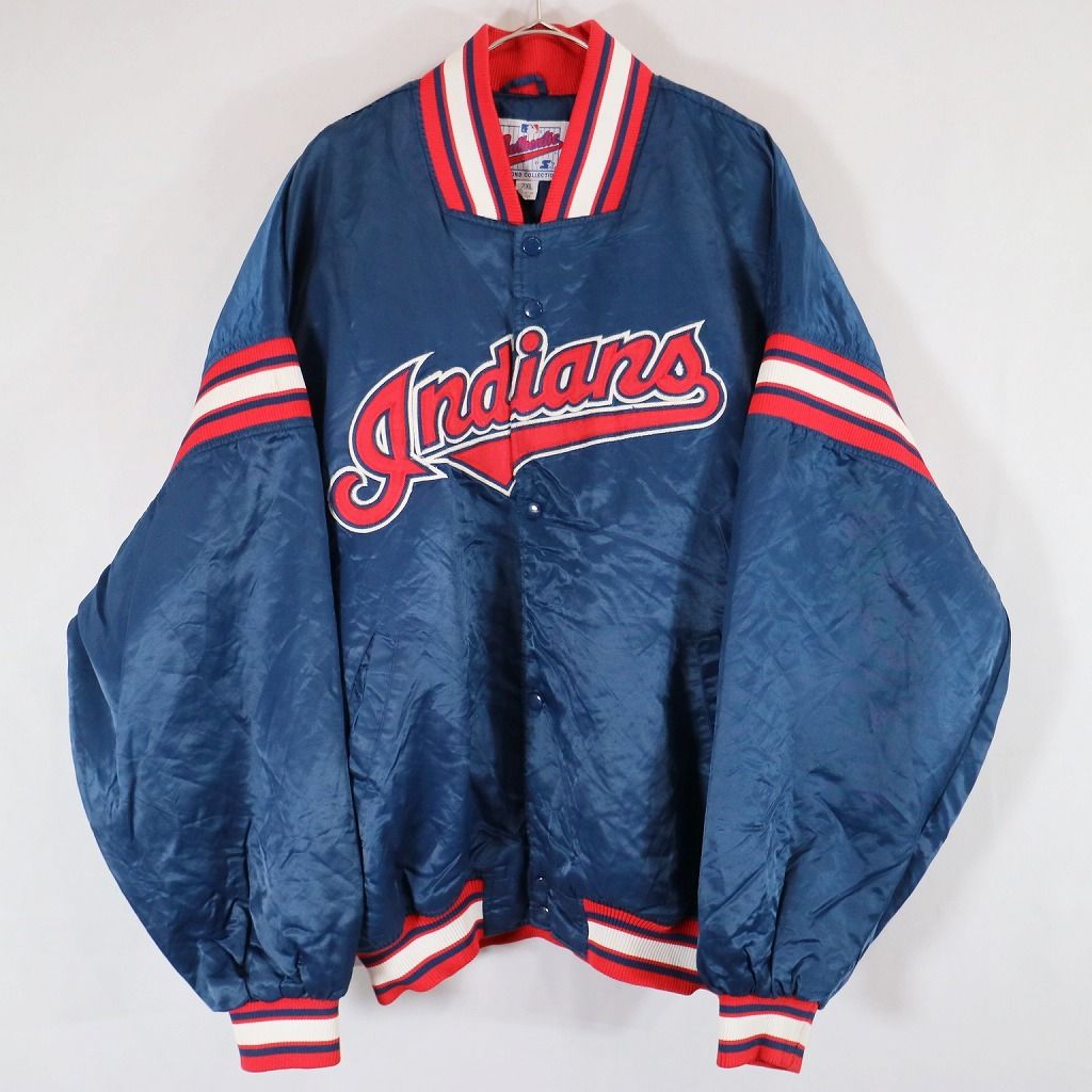 90年代 USA製 STARTER スターター MLB クリーブランド・ガーディアンズ スタジアムジャケット 防寒 ネイビー (メンズ L)   N6209
