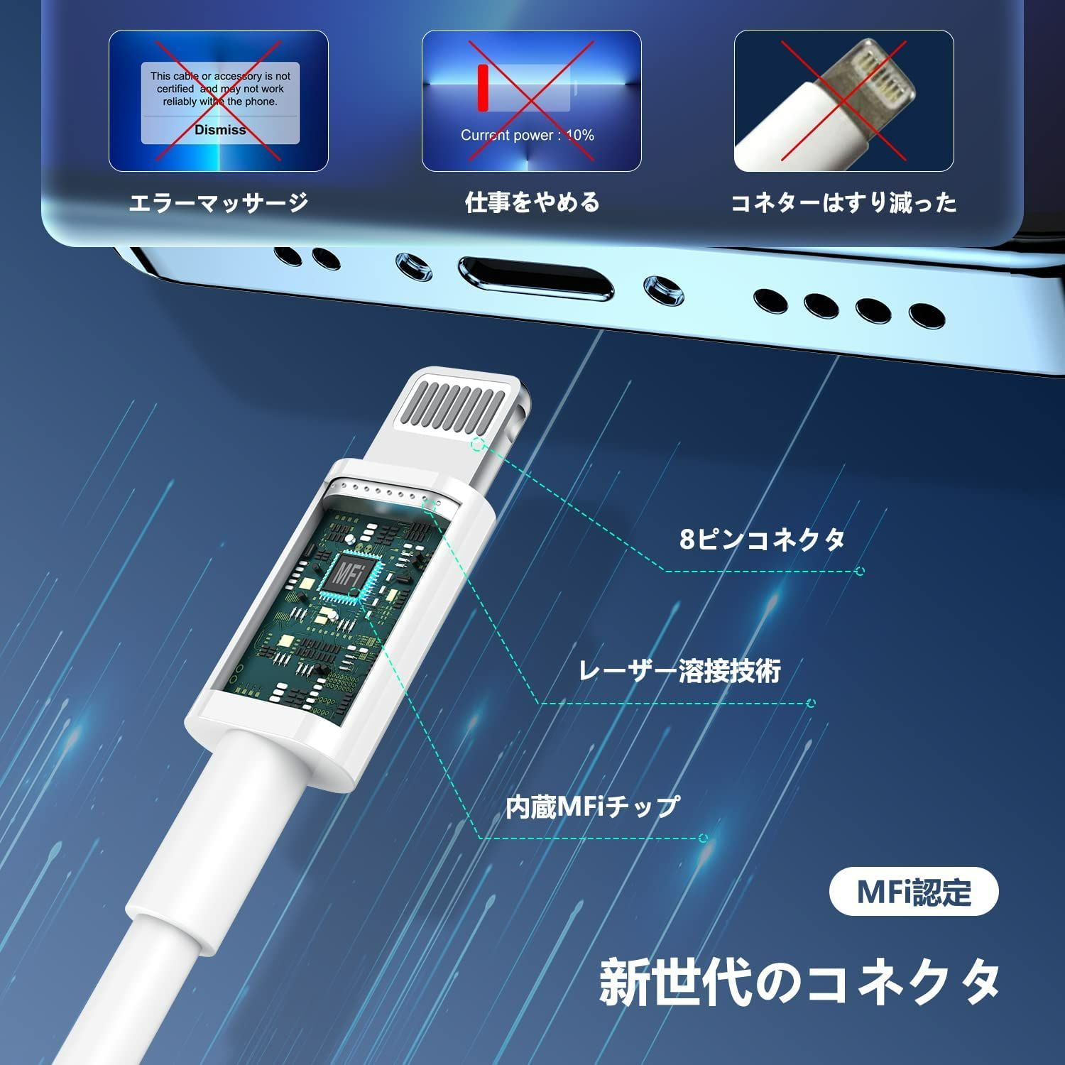 人気商品】iPhone充電器ケーブル1m*3本、[Apple MFi 認証] Apple充電コード急速充電、ライトニングケーブル 高耐久、1メートル  オリジナルのLightning to USBケーブル、iPhone 充電器ケーブル 純正、iPhone Li メルカリ