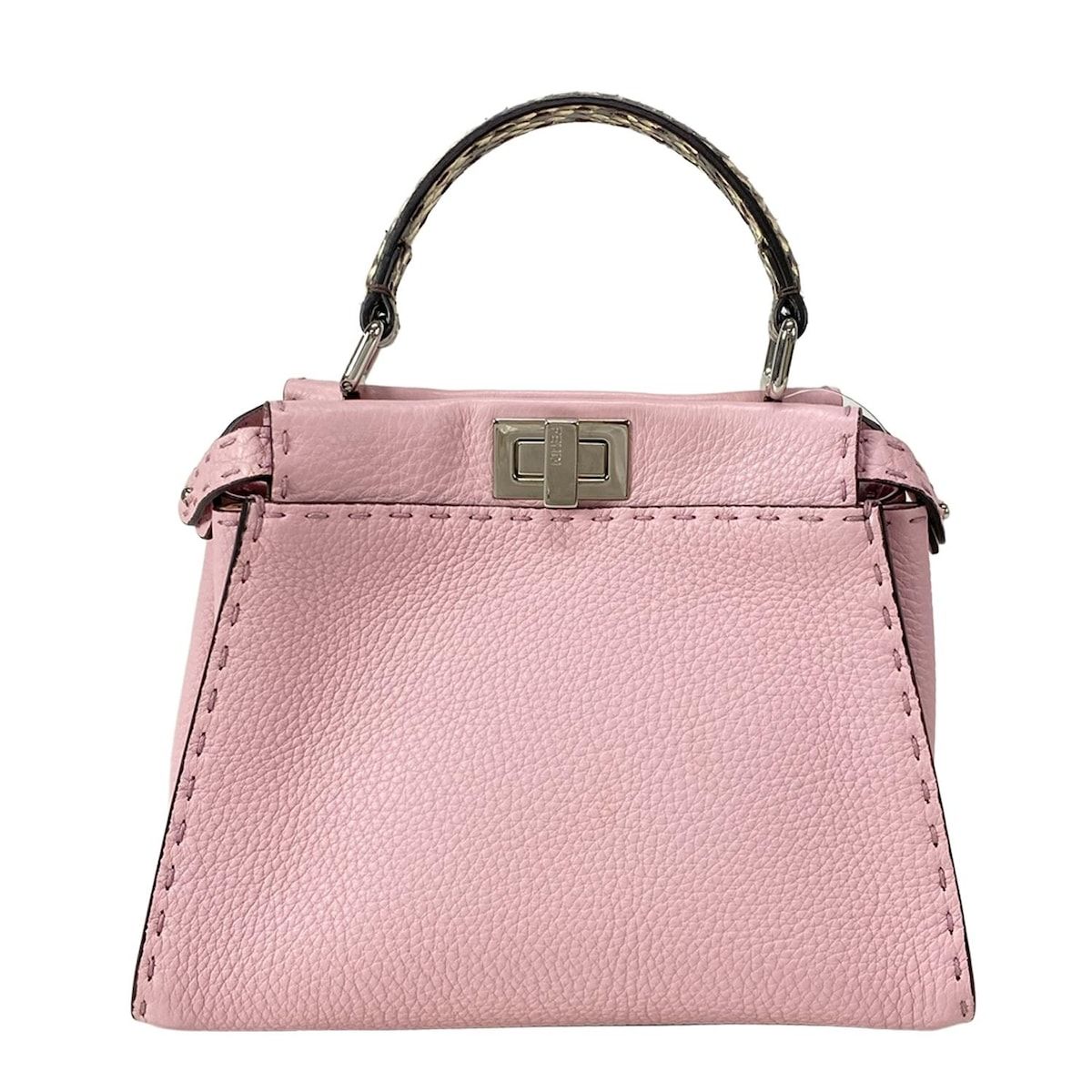 ☢ FENDI フェンディ ハンドバッグ ピーカブーアイコニックスモール|セレリア 8BN244-N8K ライトピンク×マルチ レザー