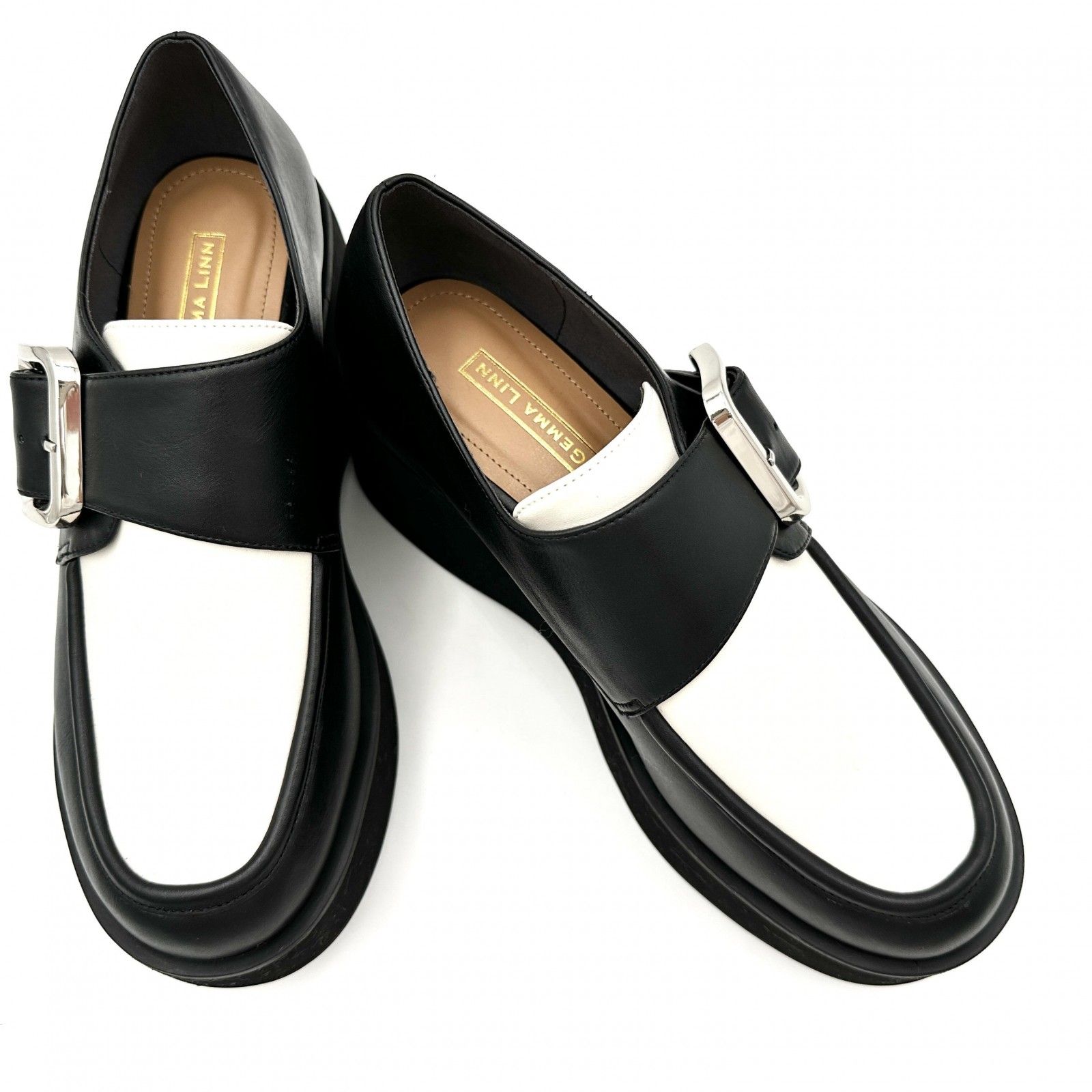 GEMMA LINN 厚底ローファー 本革 レザー ブラック 915T