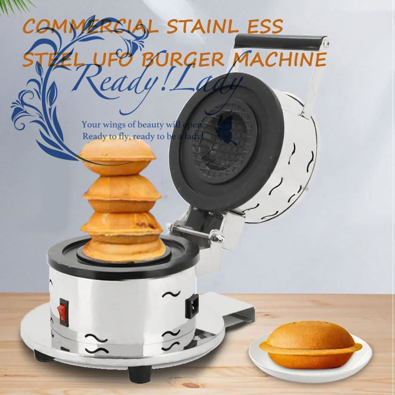 業務用アイスハンバーガーメーカー バーガー 1000W 電気バーガーワッフルメーカー ノンスティックパン 正確な温度制御 両面加熱