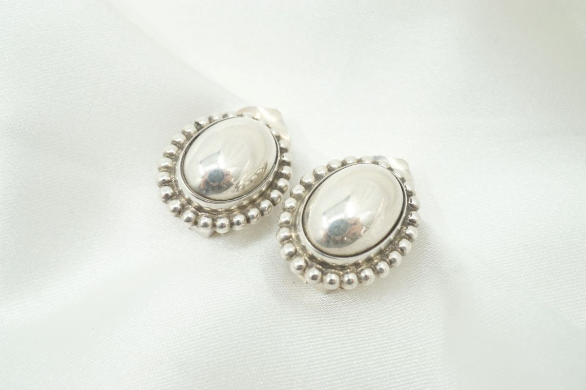 ジョージジェンセン イヤリング ラウンド SV925 デンマーク 銀 シルバー GEORG JENSEN 1953j