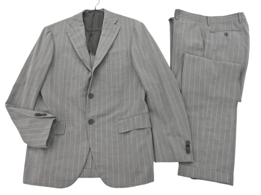 RING JACKET リングヂャケット RL023S12C ストライプ セットアップ ジャケット パンツ スーツ size46|グレー ◎メンズ
