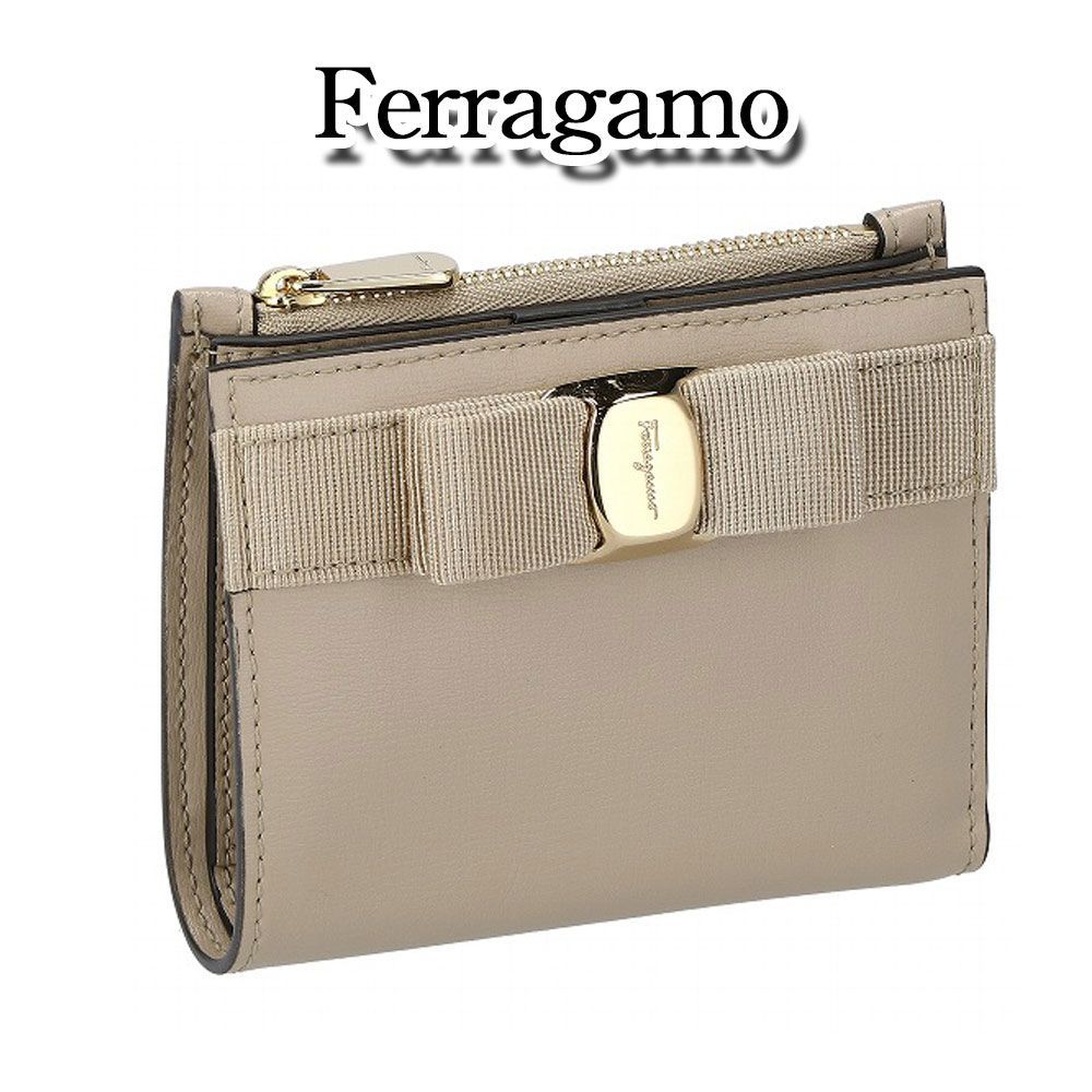 箱あり Ferragamo FERRAGAMO 22E009 CALF/DAINO 二つ折り財布 新品