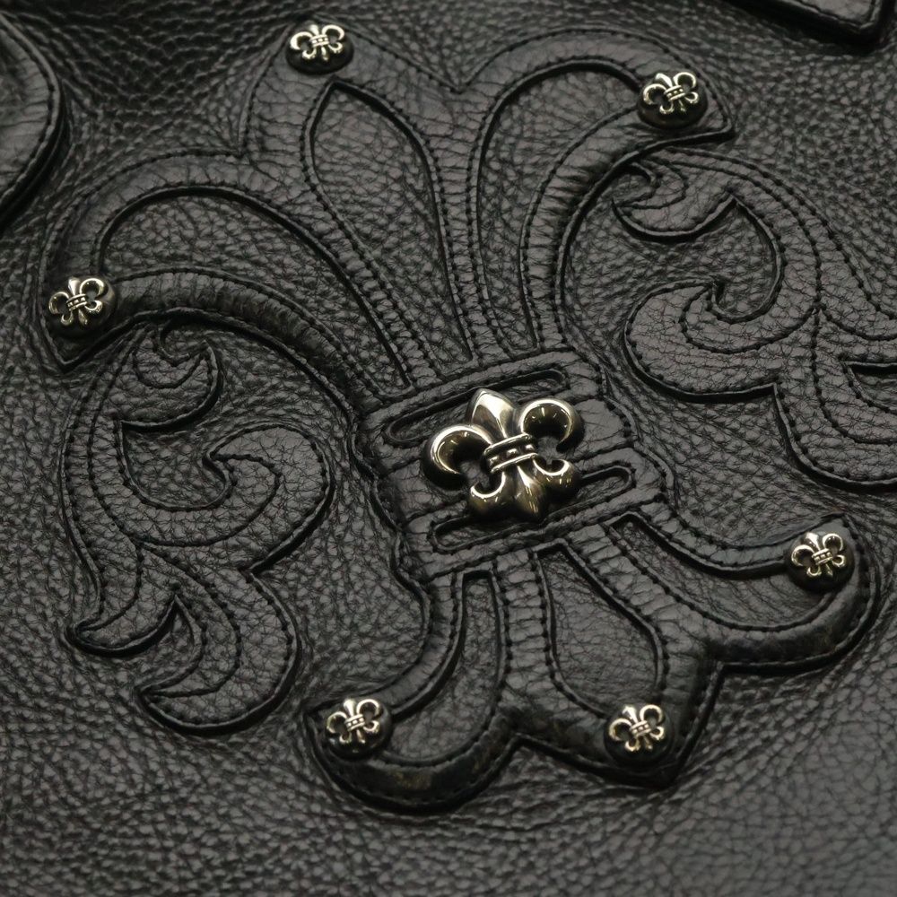 CHROME HEARTS クロムハーツ WEEKENDER ウィークエンダー ダガージップ フレアニー装飾 レザーボストンバッグ ブラック クロムハーツ DUFFLE セメタリークロスパッチダガージップレザー