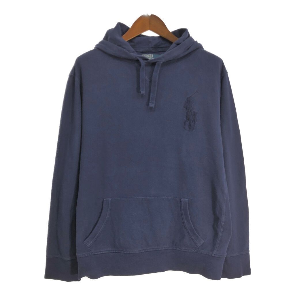 Polo by Ralph Lauren ポロ ラルフローレン 鹿の子 パーカー ビッグポニー ネイビー (メンズ XL) 中古 古着 T0824