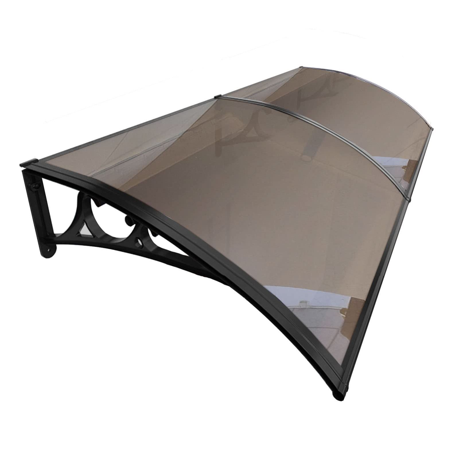 Bunny Ears ひさし屋根 後付け 玄関 雨よけ 庇 アルミブラケット付き 60x200cm ポリカーボネート ベランダ 遮光 屋根庇 テラス屋根 住宅用 サンシェッター 店舗 雪止めキャノピーパネル 色 茶色