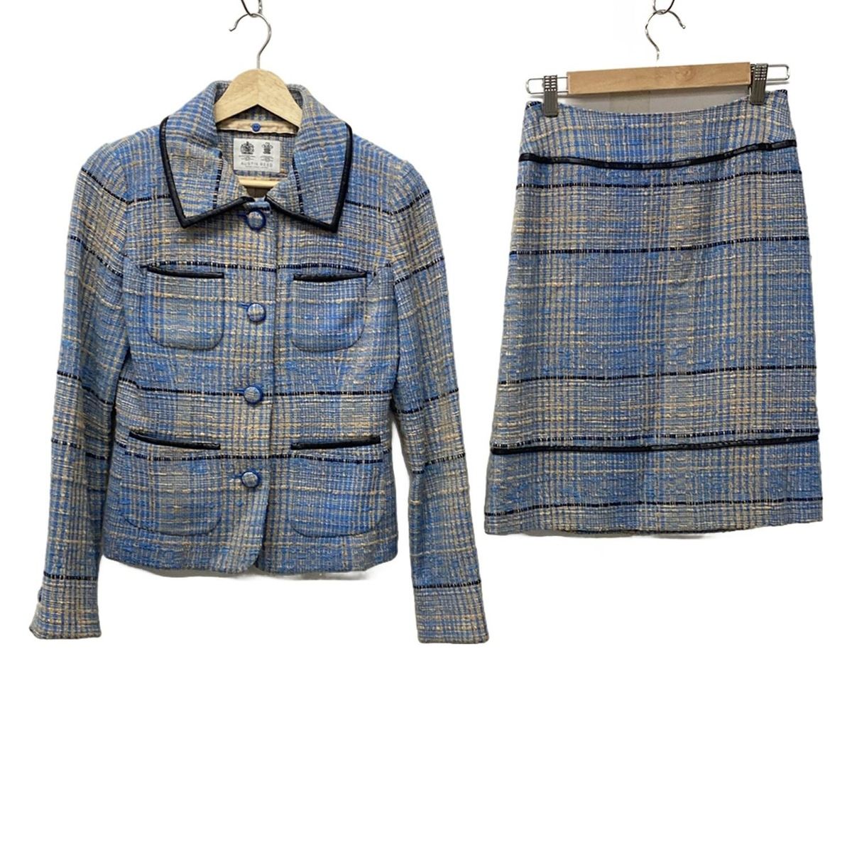 Austin Reed オースチンリード スカートセットアップ レディース - ブルー×ベージュ×黒 ツイード