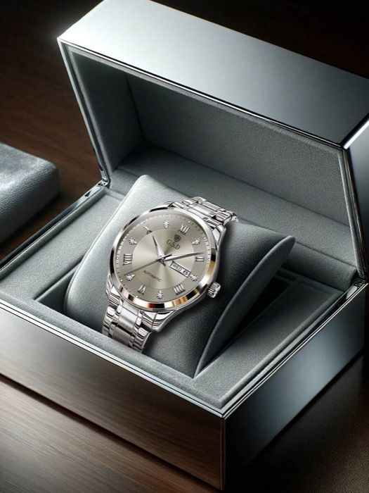 腕時計 メンズ 機械式 シルバー ステンレススチール ストラップ ビジネススタイル ラグジュアリー 自動カレンダー