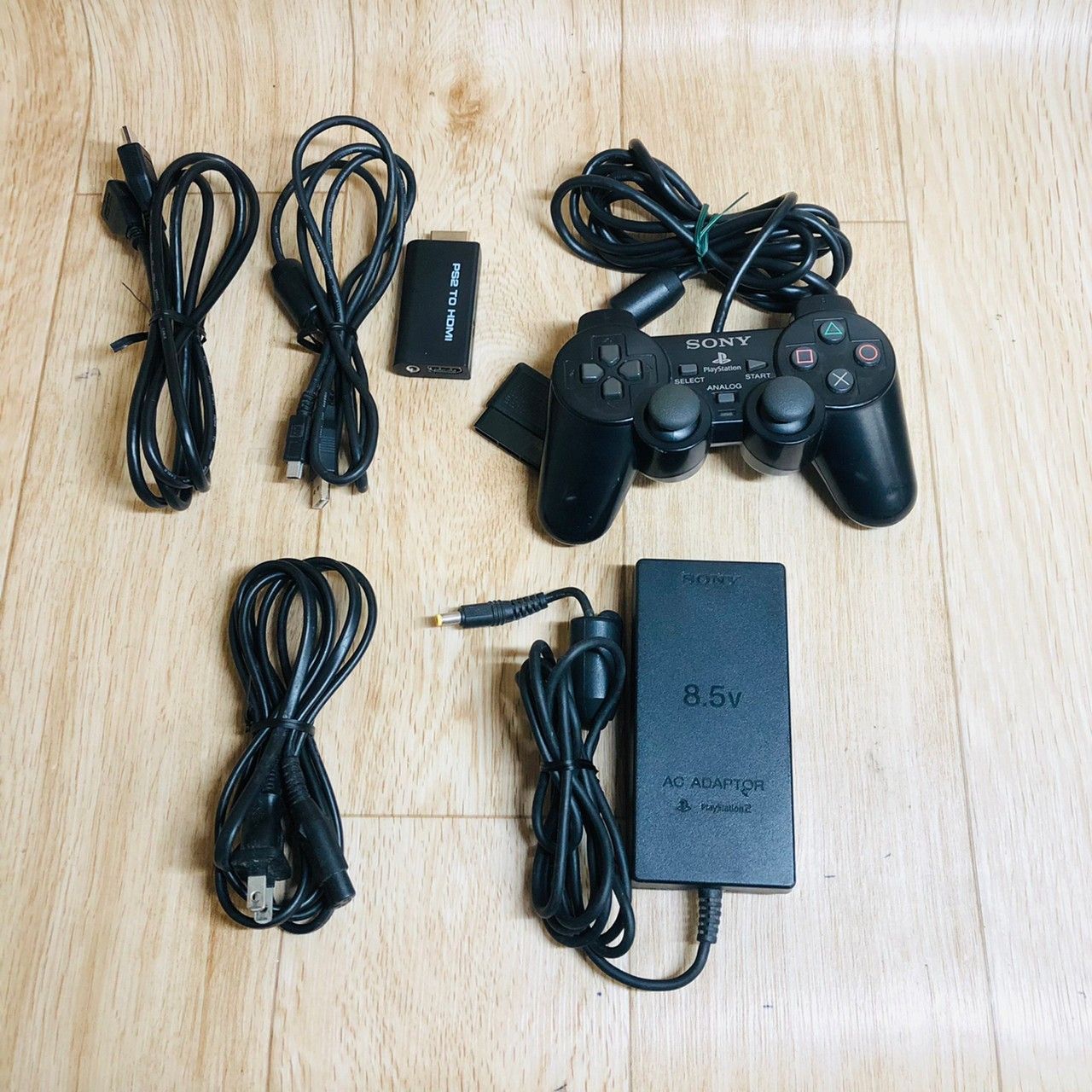 【すぐ遊べる】PS2 薄型 本体 セット 純正コントローラー 読込動作確認済み 黒 ブラック HDMI コンバータ 変換 プレステ2