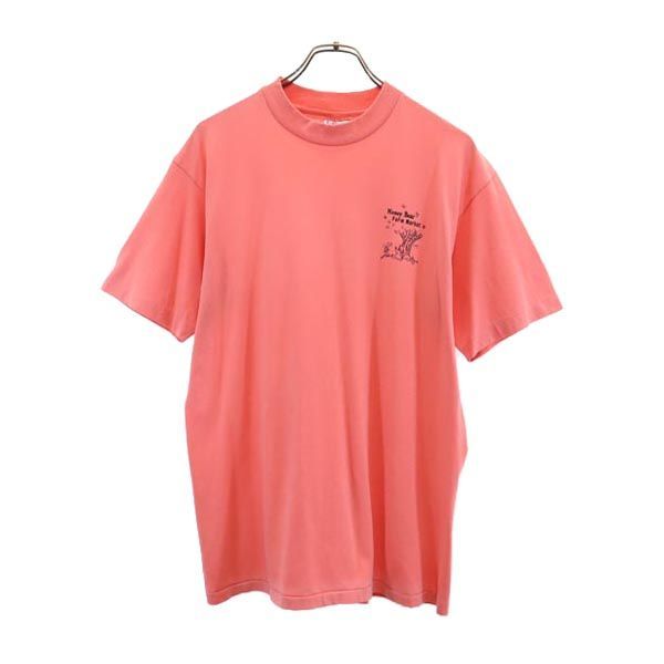 ヘインズ 80s 90s USA製 ヴィンテージ プリント 半袖 Tシャツ L ピンク系 Hanes メンズ 【中古】  【230819】 メール便可