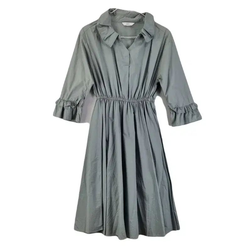 【雷市場（ポンジャン）商品韓国直送】 E7171 SATIN 女性 85160 シャーリング カラー フレア ワンピース/ダーク