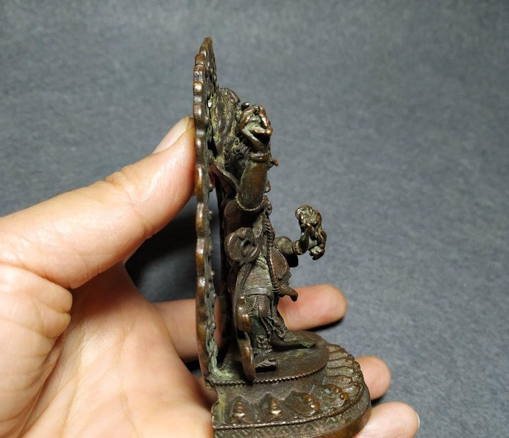大黒天 白銅製　高さ約14.3cm 古玩 置物 大黒様 仏教美術 金属工芸 大黒天 白銅製 高さ約14.3cm 古玩 置物 大黒様 仏教美術 金属工芸