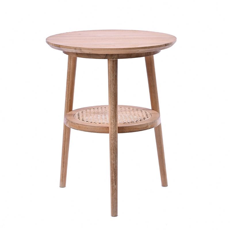 ラウンドテーブル　♡ ラタン×チーク　無垢材 ラウンドテーブル ♡ ラタン×チーク 無垢材