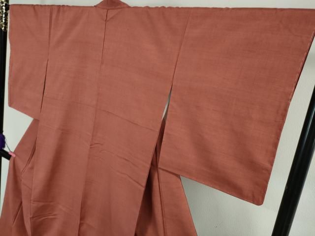 平和屋本店□極上 草木染結城玉紬 結織苑 色無地 今様色 証紙付き 逸品  