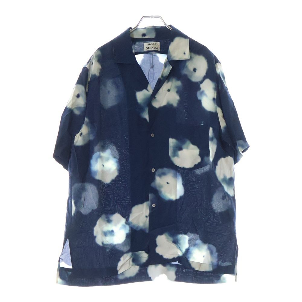 acne studios アクネ レーヨン オープンカラーシャツ ネイビー 【公式