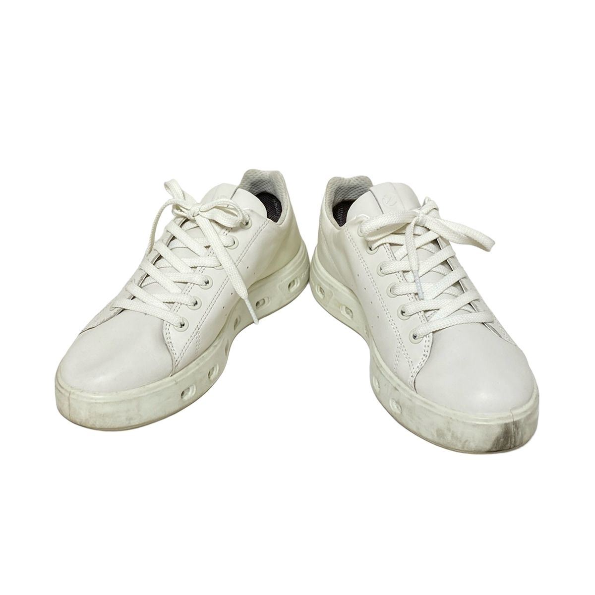 【ソンチャン 】ecco エコー　スニーカー　アイボリー　37 ECCO(エコー) スニーカー 37 レディース - グレー×オレンジ×白