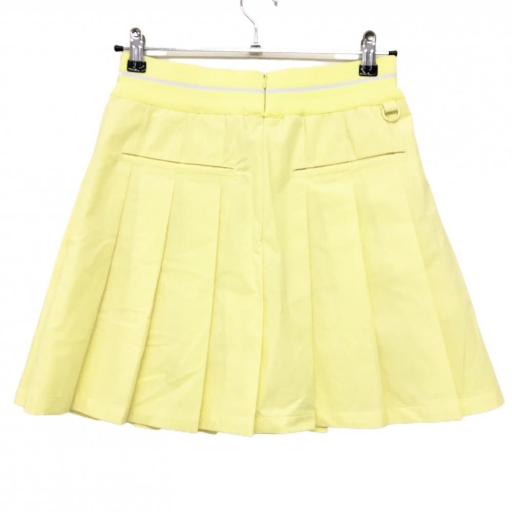 【超美品】ジャックバニー プリーツスカート イエロー×白 ウエストゴムロゴ レディース 1(M) ゴルフウェア 2025年モデル Jack Bunny