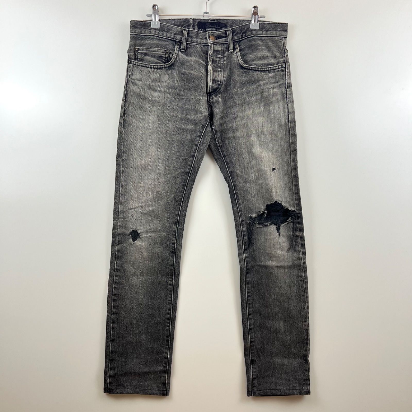 lithium homme 00s archive damaged black denim pants 2 LH33