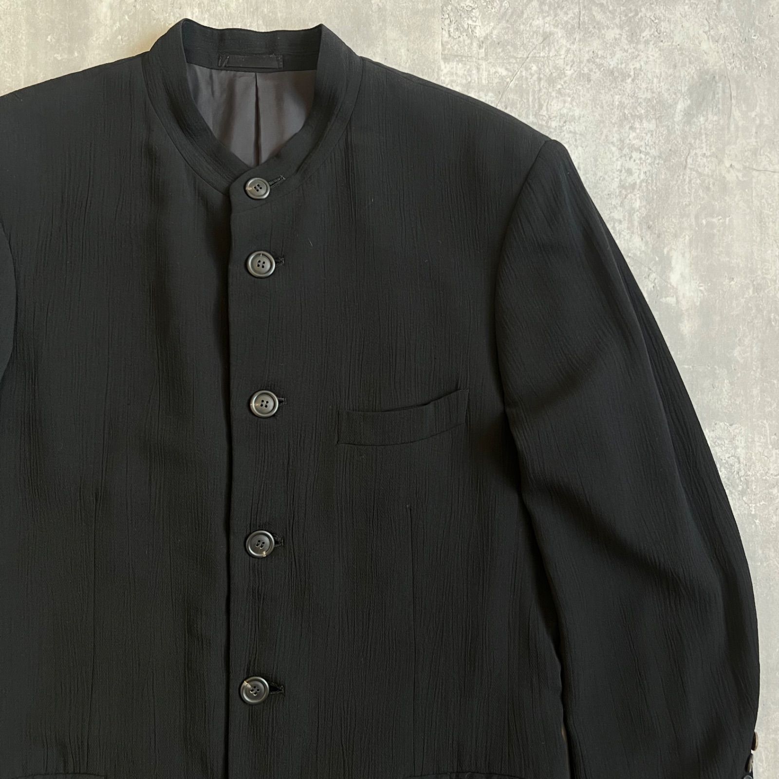 ISSEY MIYAKE MEN イッセイミヤケメン アーカイブ レーヨン×ウール マオ ジャケット 杢調 シワ加工 Lサイズ ブラック ME71-FD443 WWW_NOITHATQUANGTHANH_NET