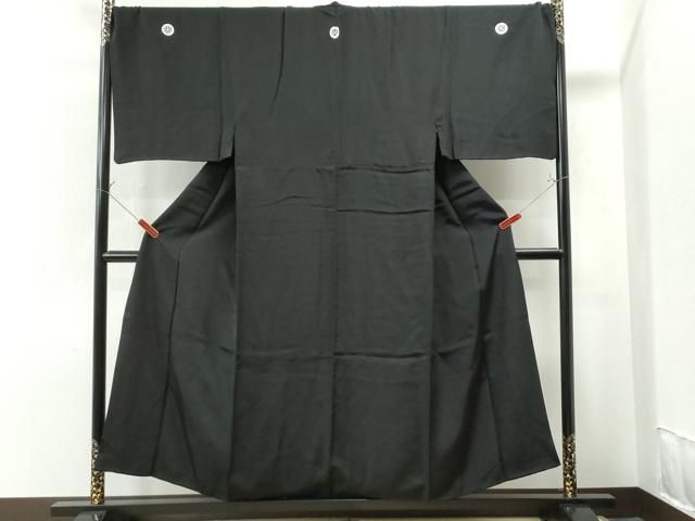 平和屋着物●男性 黒紋付 キングサイズ 正絹 CAAS7159yc
