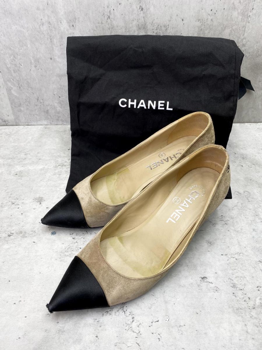 CHANEL ハイヒール・パンプス ベージュ/アイボリー 美品】CHANELシャネル ヒールパンプス ベージュ 36 22.5cm
