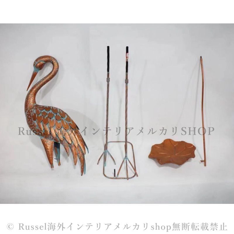 ブロンズ 鳥の形 置物 ガーデンオーナメント オブジェ 鶴 鳥 置物 庭 屋外 金属製