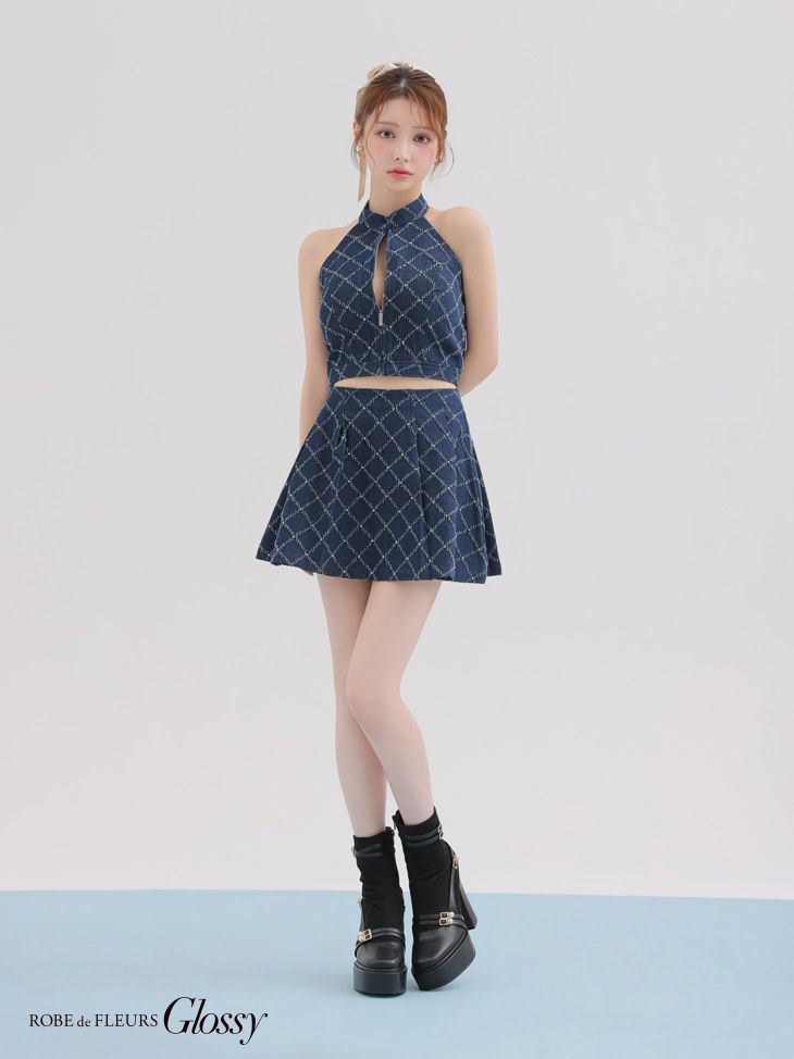 キャバクラドレス ROBE de FLEURS Glossy ネイビードレス S ♡ robe de