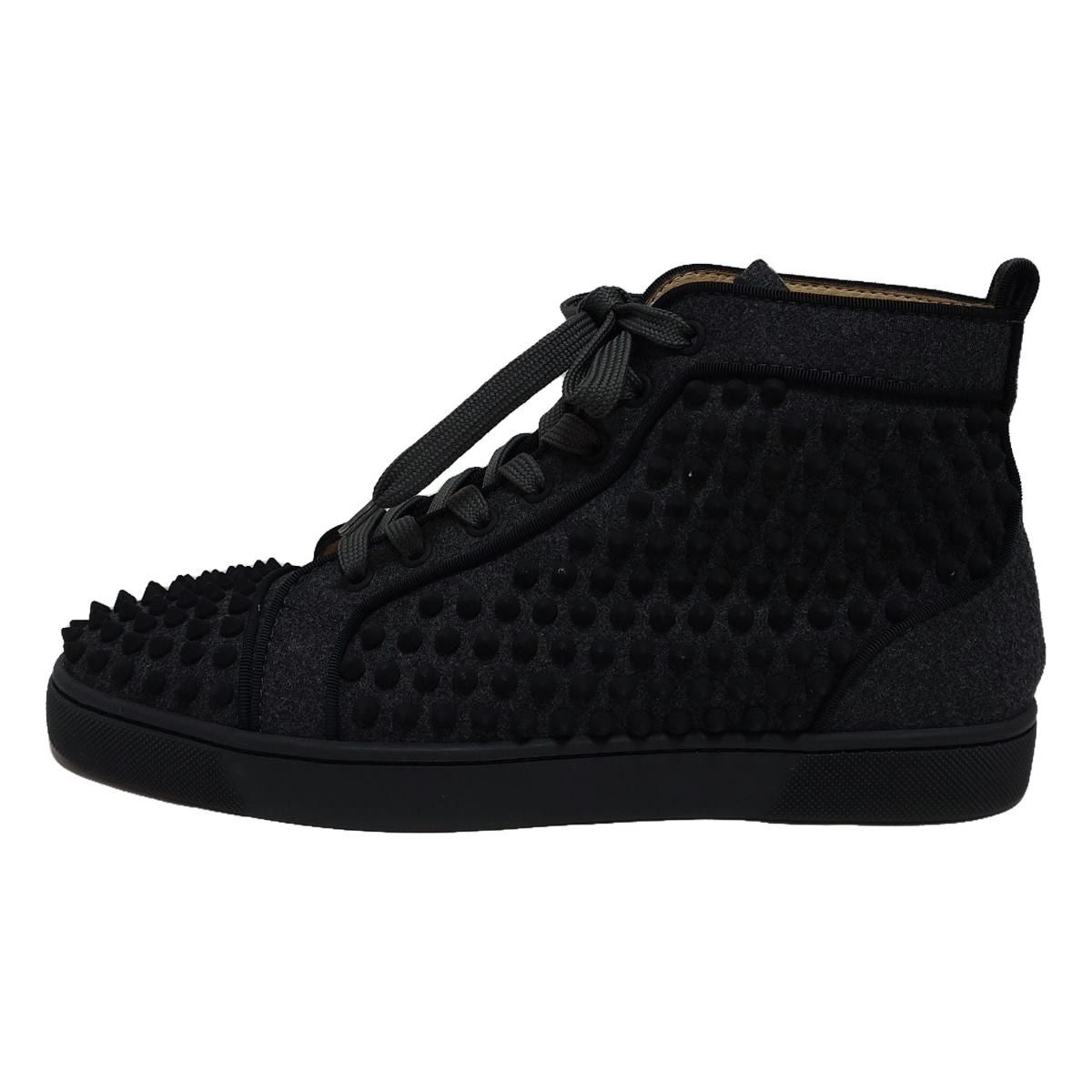 CHRISTIAN LOUBOUTIN(クリスチャンルブタン) スニーカー 41 メンズ - ダークグレー スタッズ/ハイカット ウール