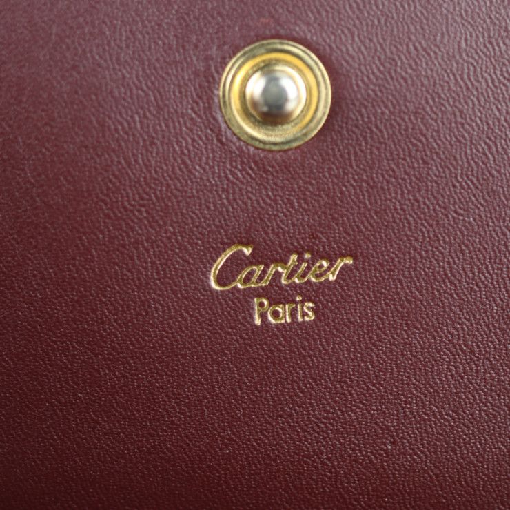 CARTIER カルティエ 三つ折り財布 レザー ボルドー ゴールド金具