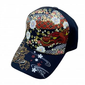 大西賢製販 Ripple 刺繍綿キャップ 龍虎A 黒 H27-SC01-【新品、本物