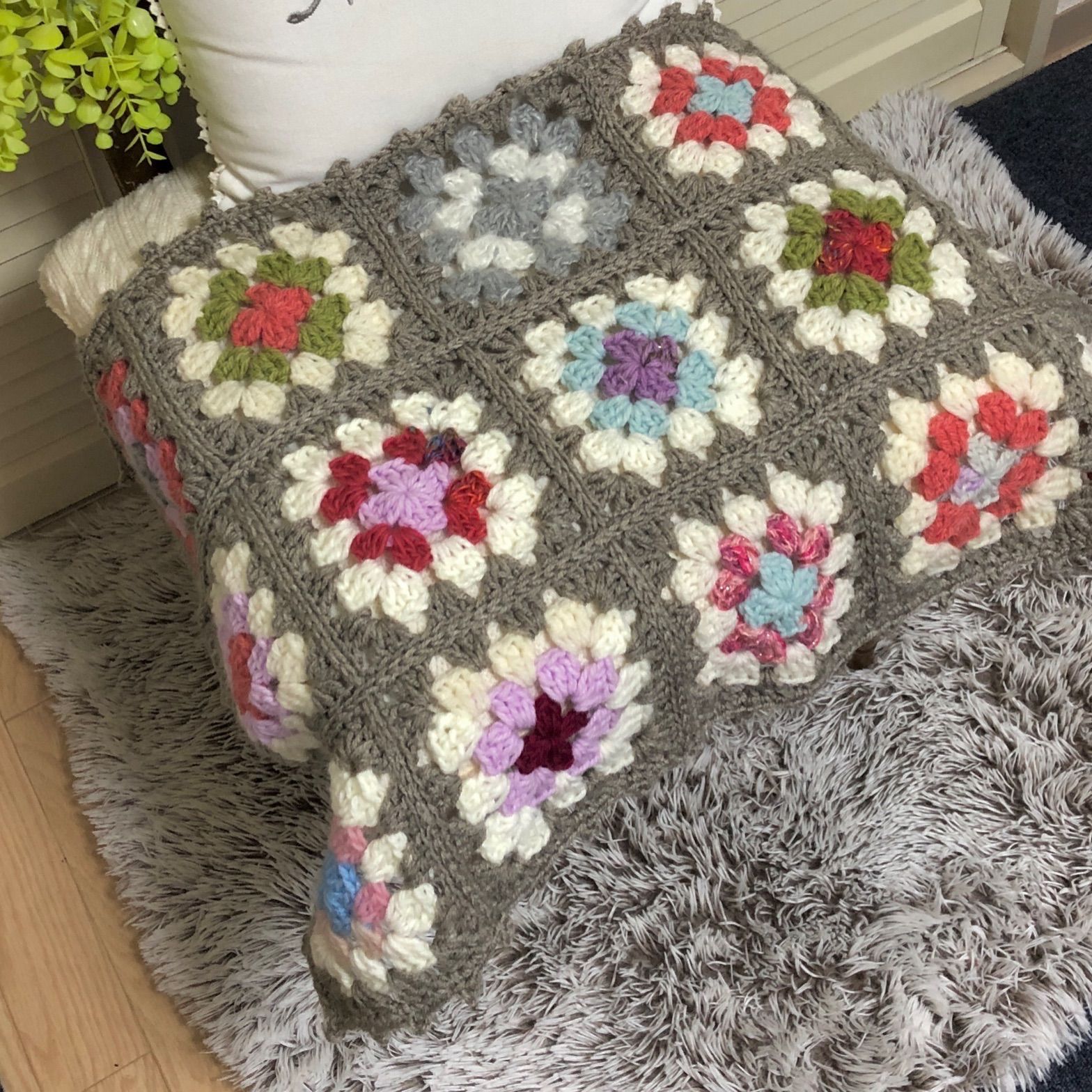 スクエア❣️ マルチマット マルチカバー 玄関マット 手編み