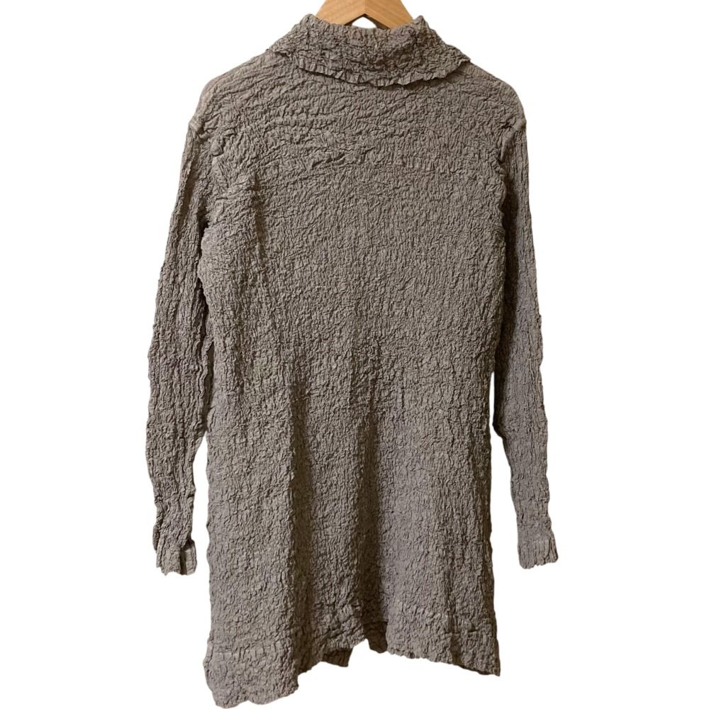 me ISSEY MIYAKE ミーイッセイミヤケ カリフラワープリーツ ロングシャツジャケット MI94FA961 ライトブラウン レディース 古着