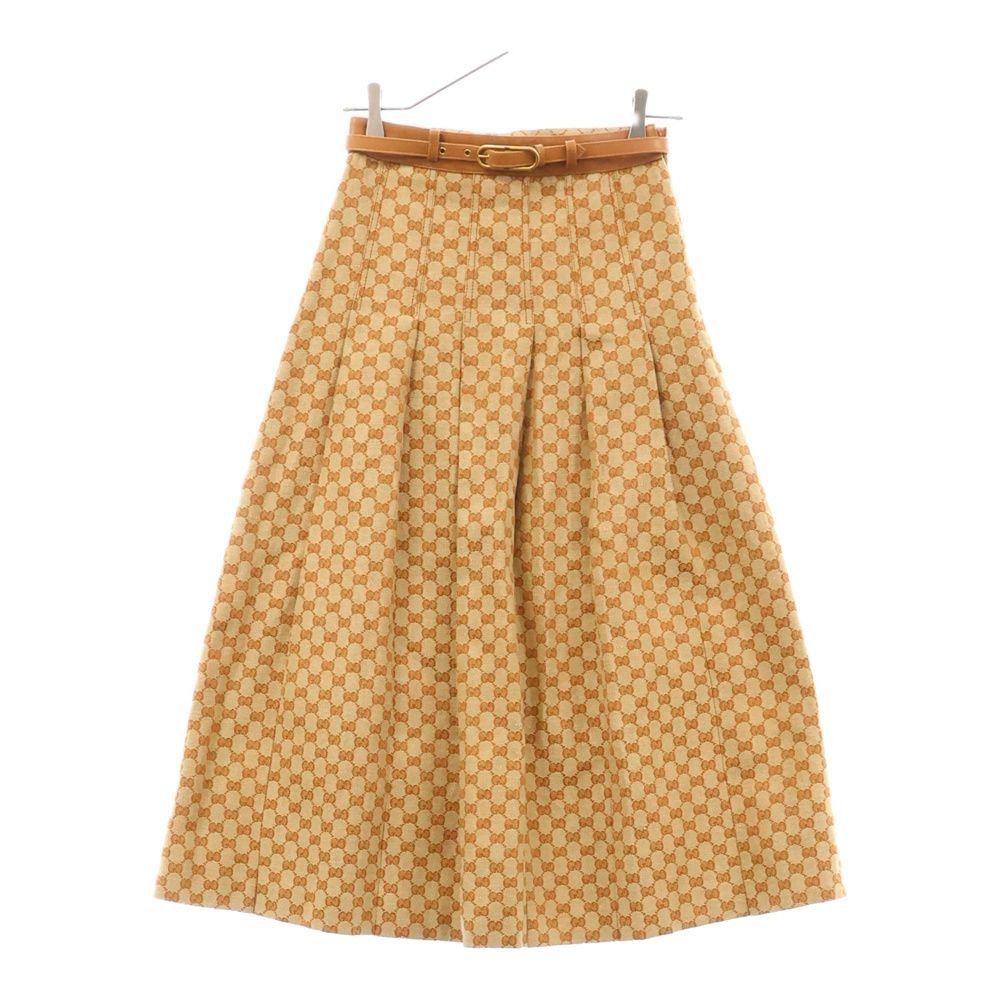GUCCI (グッチ) GG Linen Canvas Pleated Skirt GG総柄
