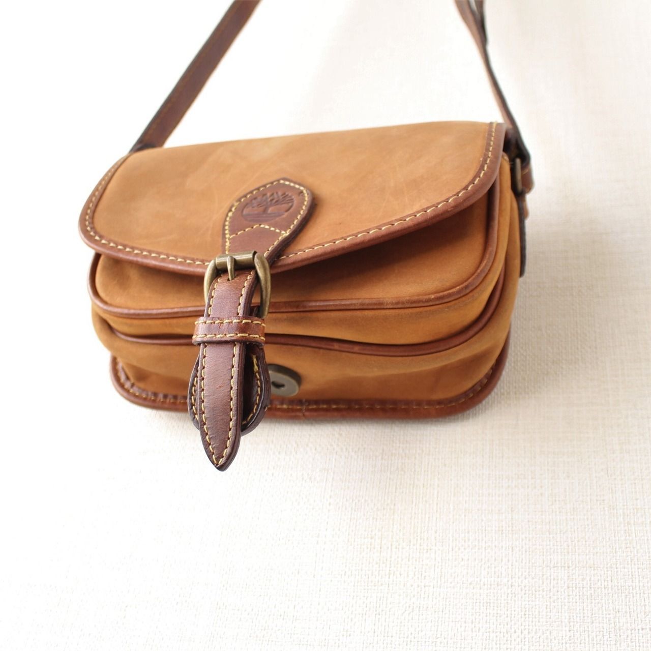 ティンバーランド 90s ミニショルダーバッグ USA製 ヌバック×レザー