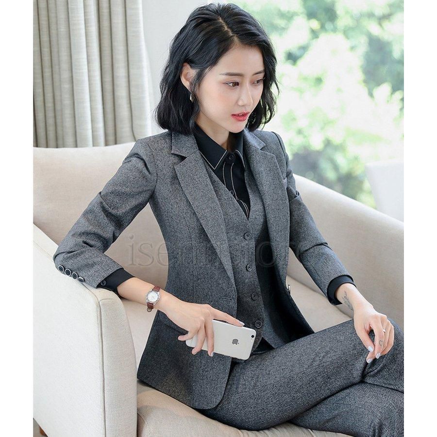 パンツスーツ 5点セット 大人 女性 ビジネススーツ 1ツボタン パンツスーツ 5点セット 大人 女性 ビジネススーツ 1ツボタン