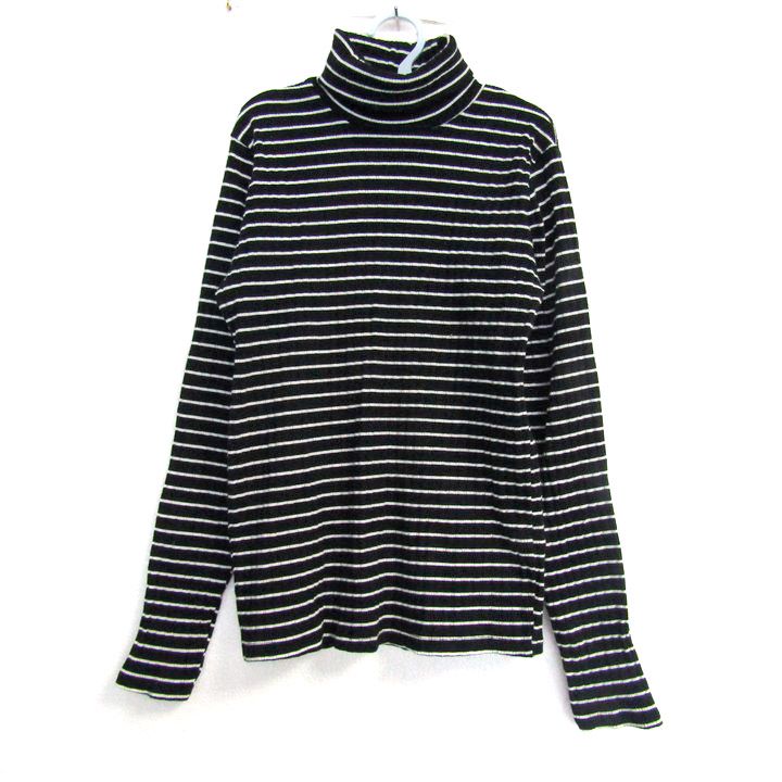 ザラ 長袖Tシャツ トップス タートルネック リブ ボーダー柄 未