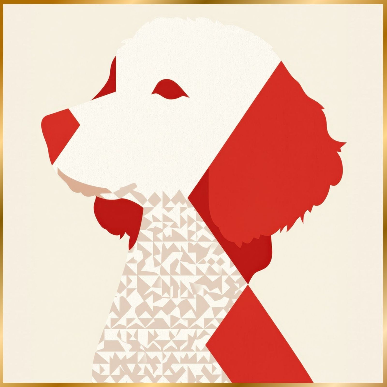 Red Passion - ゴールデンドゥードル犬 No.3 ミニマリスト ミニマリズム シンプル インテリアアート ペットロス うちの子 記念日 アートポスター 犬の絵 犬のイラスト ギフト プレゼント