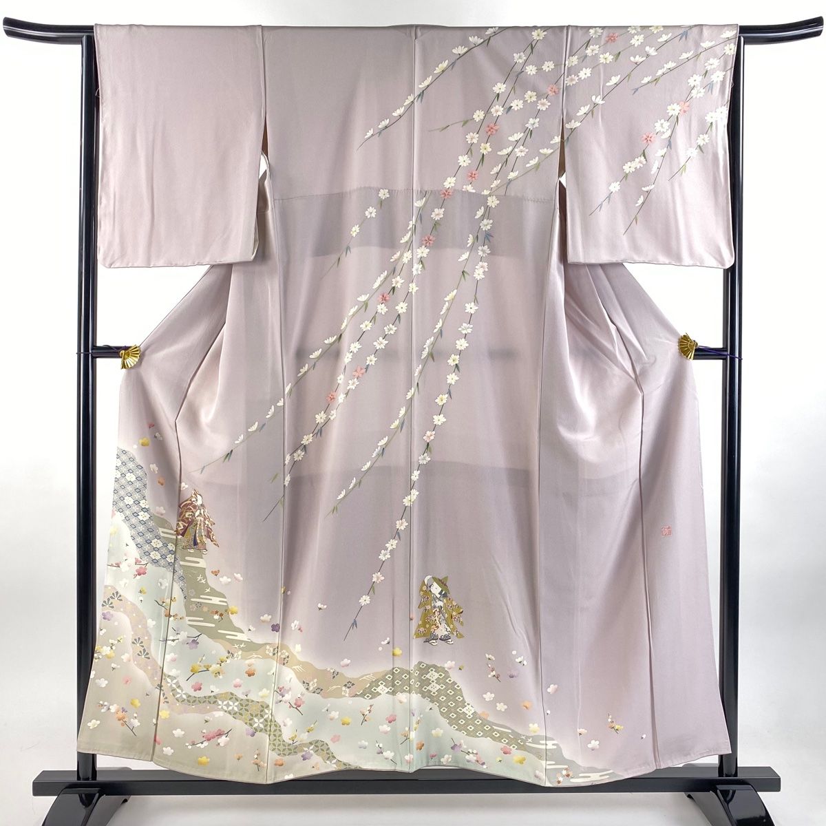 訪問着 身丈156cm 裄丈64cm M 袷 坂井修 落款 童 梅 ぼかし 灰紫 正絹 秀品