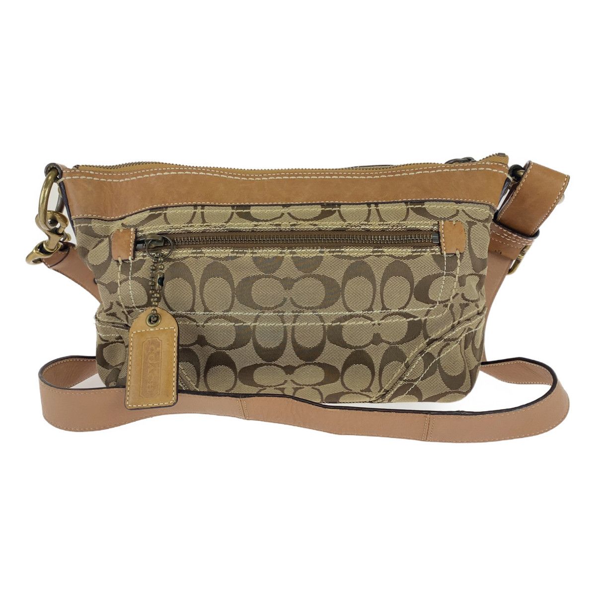COACH コーチ シグネチャー ブラウン 茶 ゴールド金具 キャンバス ...