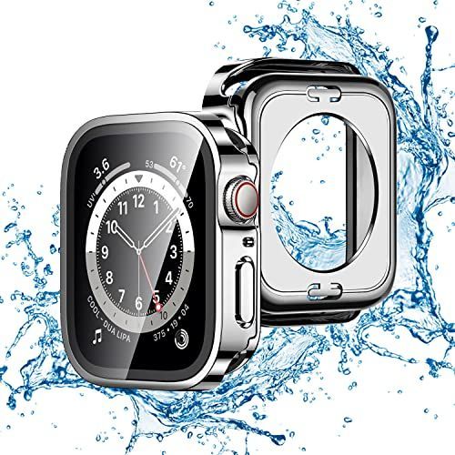 40mm_シルバー TALENANA for Apple Watchケース2 in 1防水設計45mm 44mm 41mm 40mmアップルウォッチ 用 保護ケース 強化ガラスフィルム 一体型 Series 876SE54 メッキ加工 3D直角エッジデザイン