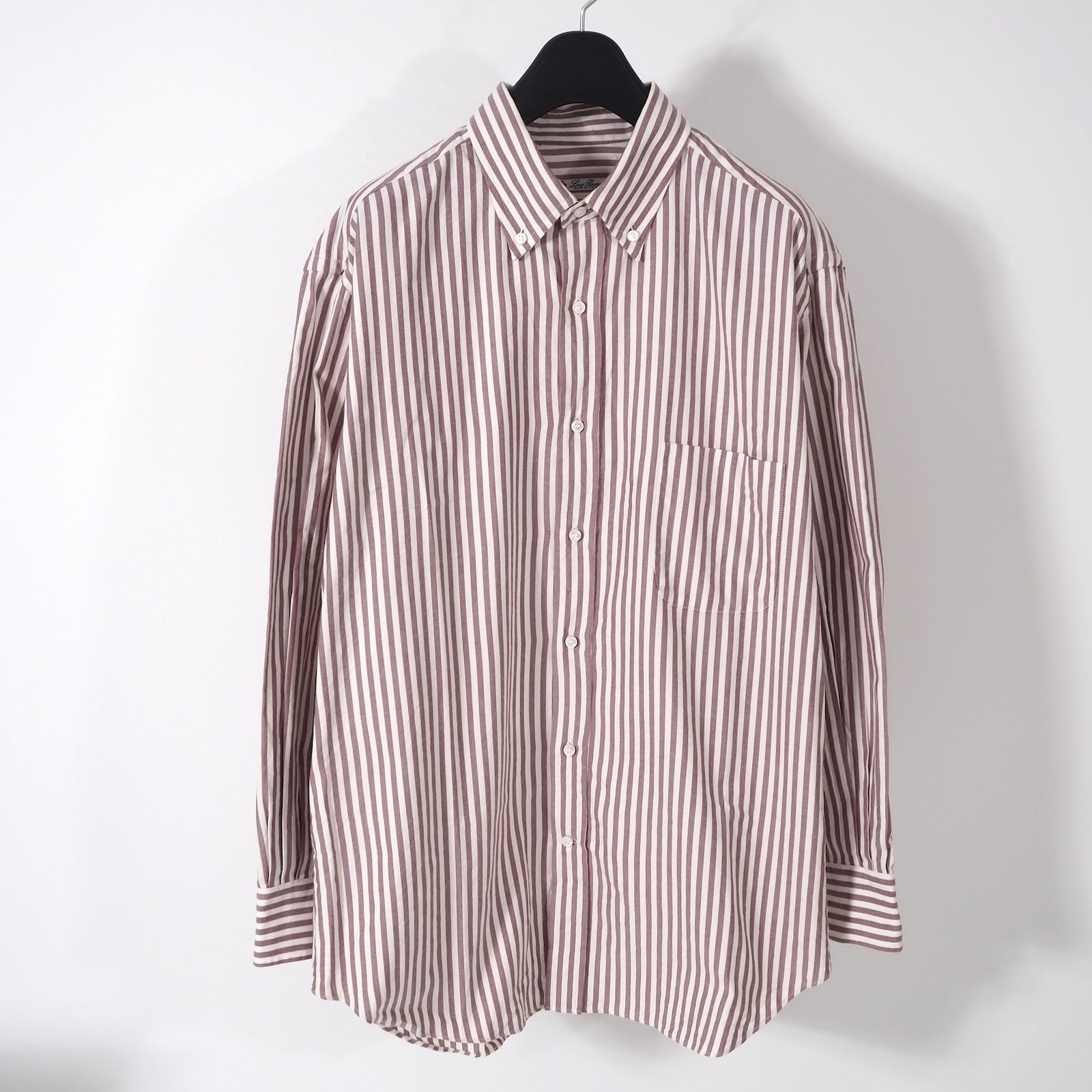 ロロピアーナ Loro Piana イタリア製 コットン カシミヤ 長袖 シャツ 43 ストライプ メンズ 5-SB005